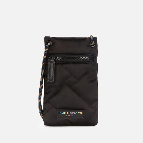 NWT Kurt Geiger London Women’s Recycled Phone Holder Crossbody Bag in Black - Picture 2 of 7